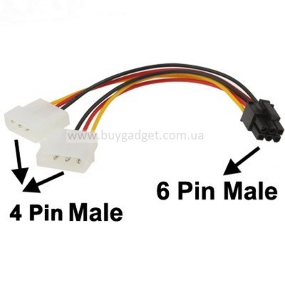 Кабель живлення для відеокарт Ewell 6 pin to Molex, 15 см (EW364)
