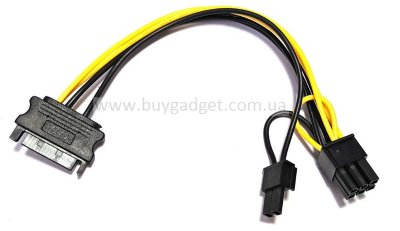 Кабель живлення для відеокарт Ewell SATA to 8pin (6+2), універсальний, 20 см (EW365)