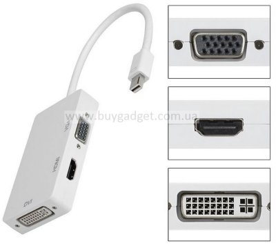Адаптер Ewell Mini DisplayPort - HDMI+VGA+DVI (24+5)