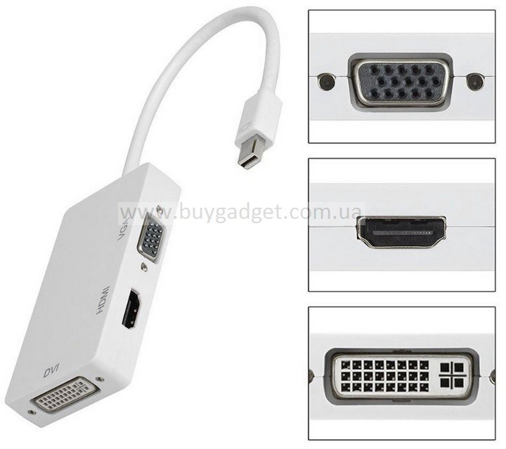 Адаптер Ewell Mini DisplayPort - HDMI+VGA+DVI (24+5)