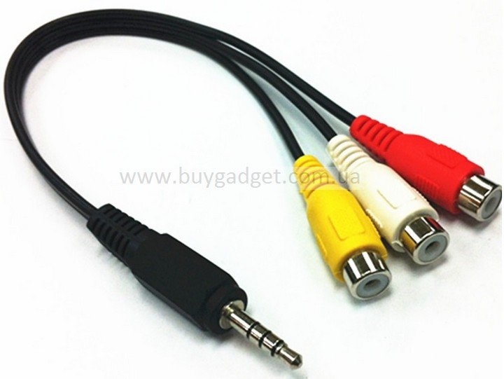 Кабель Ewell 3.5 мм, 4pin на 3RCA, M/F 0.2 м (EW735)