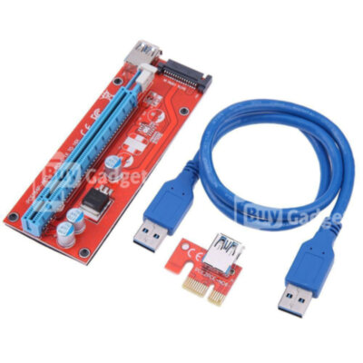 Райзер Ewell Riser Card PCI-E 1X to 16X v.007, USB3.0 кабель (EW029)