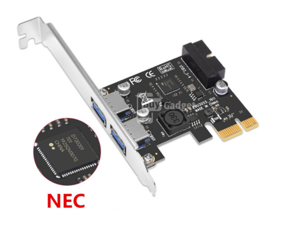 Контролер Ewell PCI-E to USB3.0 (2ext. 19pin USB header) NEC (EW423)