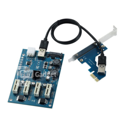 PCI-E 1x to 4 Port 1x Hub Riser Card 