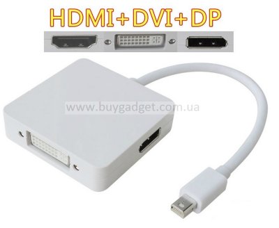 Адаптер Ewell Mini DisplayPort - HDMI+DisplayPort+DVI (24+5), (EW095)