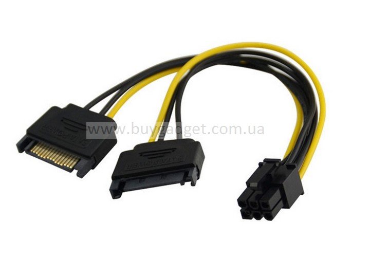 Кабель живлення для відеокарт Ewell 6pin to SATA, 20 см (EW819)