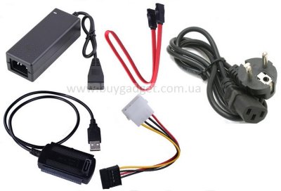 Адаптер USB2.0 AM to IDE, SATA (2.5", 3.5") с БП, RTL