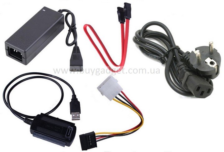 Адаптер USB2.0 AM to IDE, SATA (2.5", 3.5") с БП, RTL