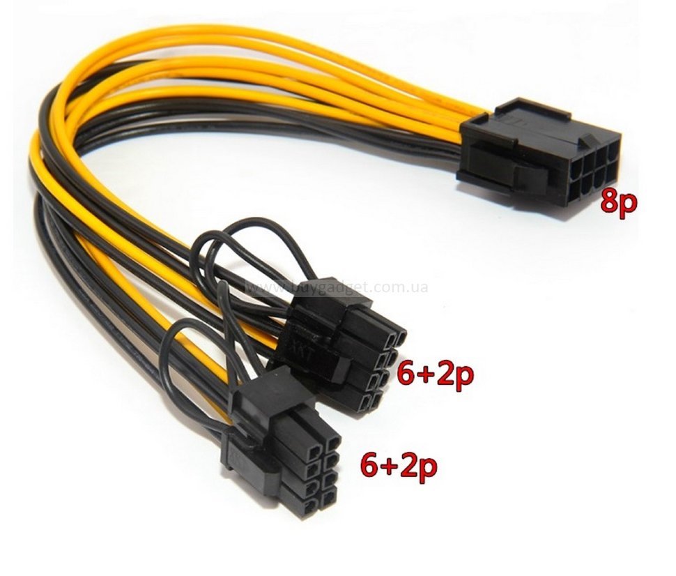 Розгалужувач живлення для відеокарт Ewell PCI-E 8pin to 8pin (6+2) , універсальний, 20 см